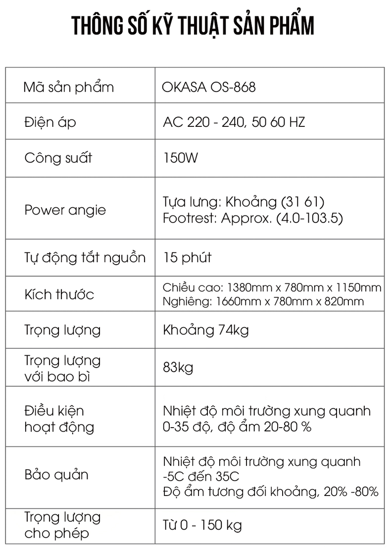 Ghế massage toàn thân Okasa OS-868