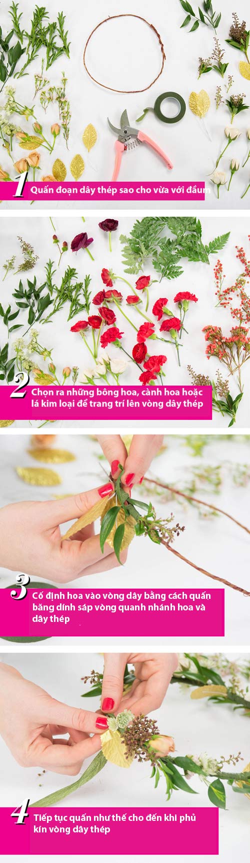 Tự tết vòng hoa tuyệt xinh cho cô dâu ngày cưới - 1